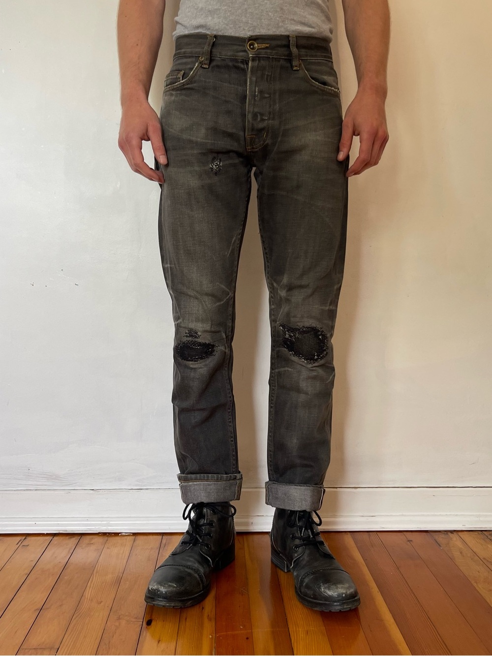 Selvedge Faded Crate L.A Biker Denim Jeans